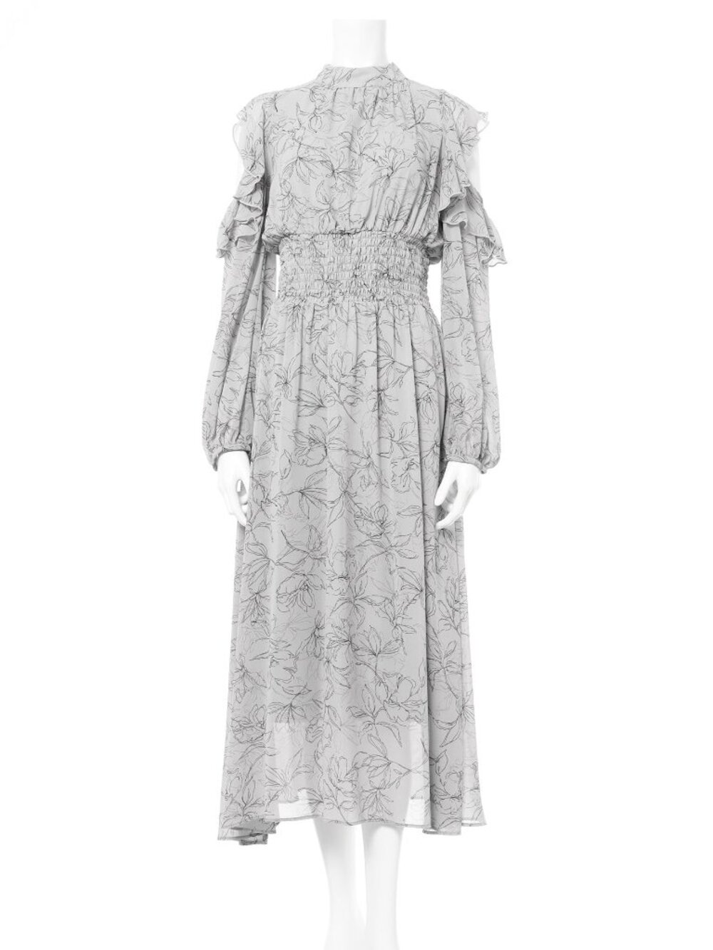 INGNI Off Shoulder Ruffled Floral Chiffon Dress